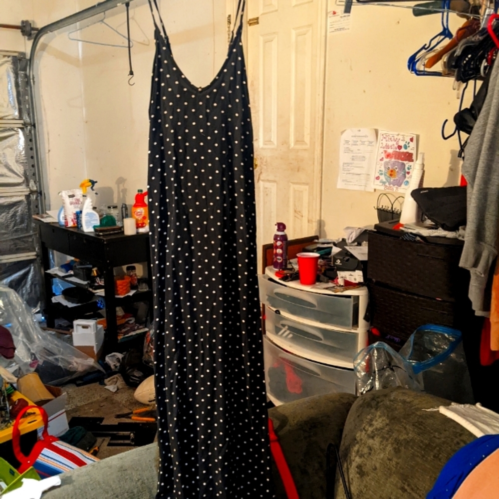 Old Navy Black/White Polka Dot Maxi Dress
